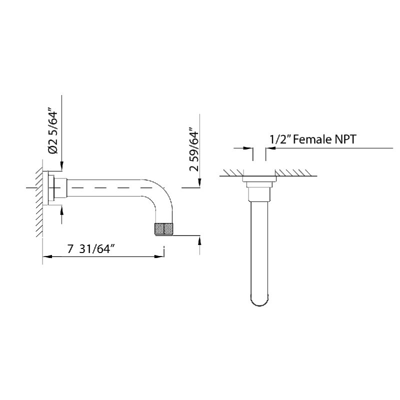 Campo Wall Mount Tub Spout, Polished Nickel