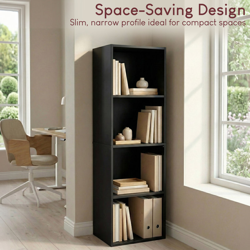Gerardi 32cm W Standard Bookcase, Black, 106 cm H x 32 cm W