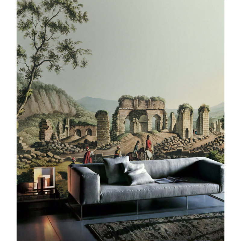 Papier peint amovible de paysage historique rétro, L 114 po x l 204 po