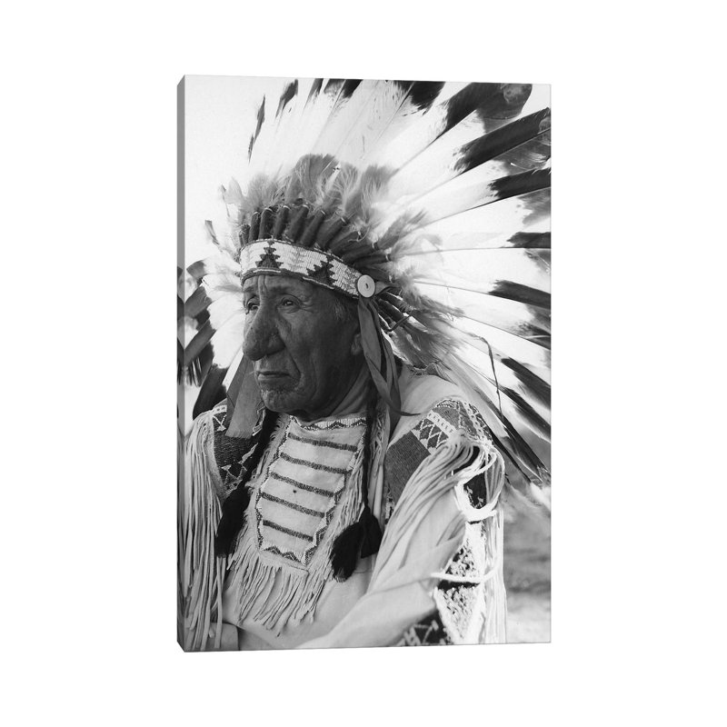 Portrait Of Chief Red Cloud In Headdress by Stocktrek Images - Wrapped Canvas Print
