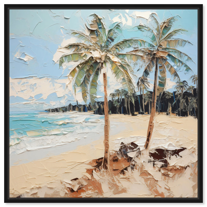 Beach Paradise Coastal Wall Art by Art Remedy, Black Framed, 13" H x 13" W