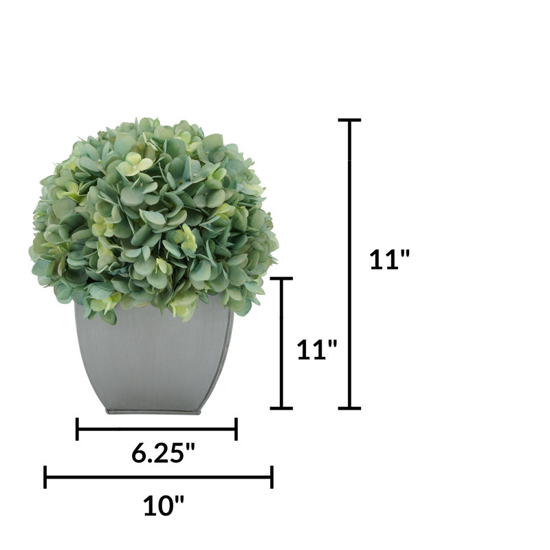 Arrangement d'hortensias en tissu synthétique bleu sarcelle en pot, Bleu sarcelle, Argent