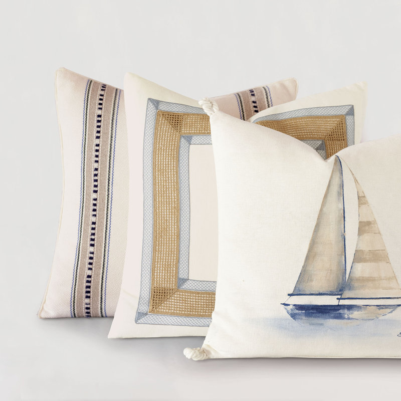 Maritime Linen Square Pillow Cover & Insert, Down