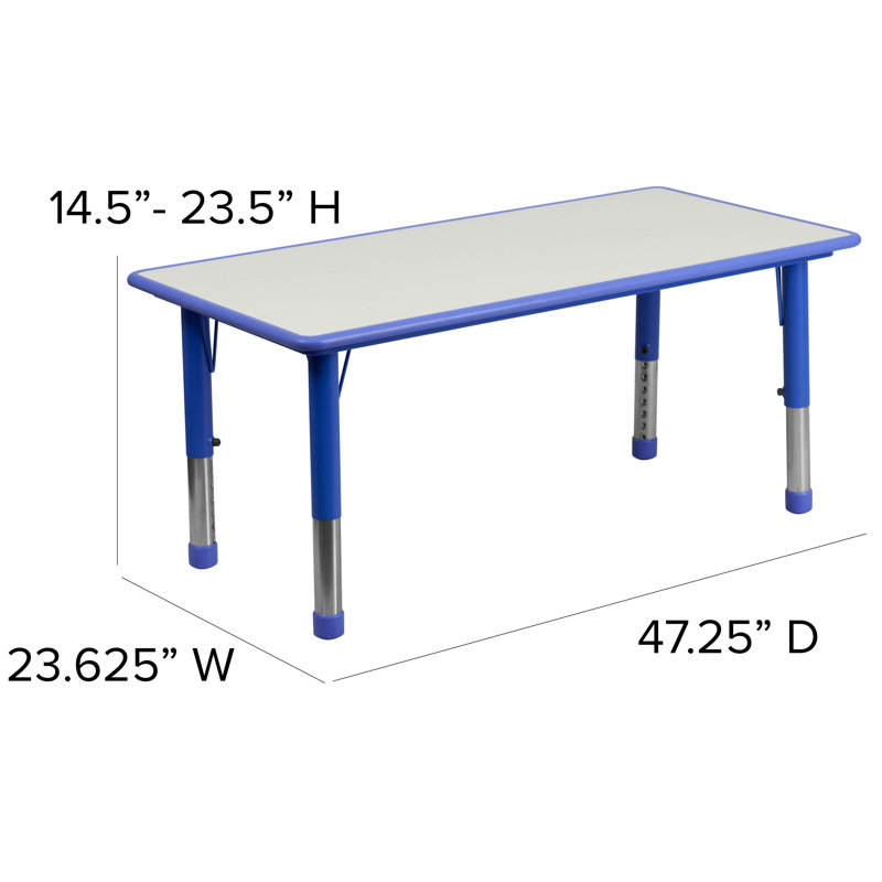 Goddard 5-Piece Rectangle Plastic Kids Activity Table and Chairs Set, Blue