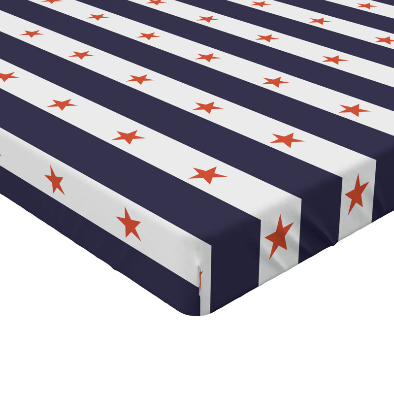 Drap-housse Ambesonne, paquet de 2, Drap-housse grand, Indigo / rouge / blanc rayé