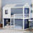 Twin House Bunk Bed With Tent & Play Space Design-7543005-7542994