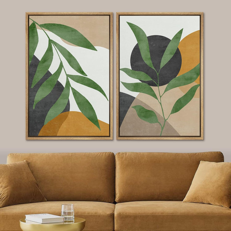 Formes géométriques de style Mid-Century géométriques abstraites, art mural, décoration nordique, 2 pièces, H 24 po x l 16 po