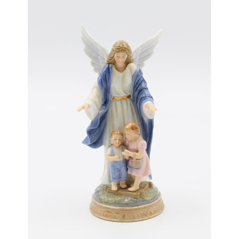 Figurine ange gardien veillant sur les enfants