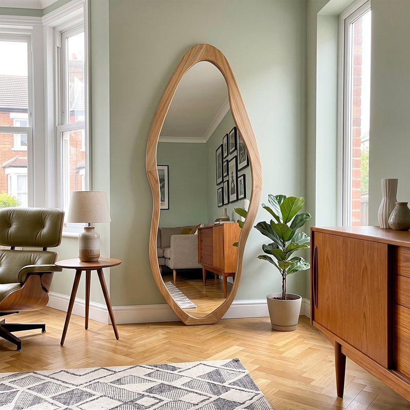 Miroir pleine grandeur en bois naturel
