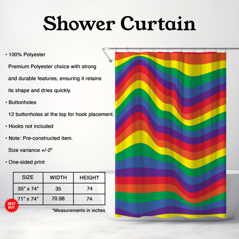 Arc Retro - Rideau de douche Premium, H 74 po x l 71 po