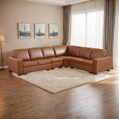Genuine Cowhide Leather Luxury Living Room Sectional Set