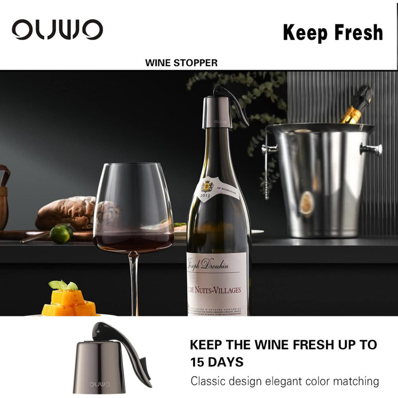 Bouchon à vin Bouchon de bouteille de vin en acier inoxydable avec bouchon en silicone Bouchon de vin réutilisable Bouchon de vin de qualité supérieure qui garde le vin frais meilleur cadeau
