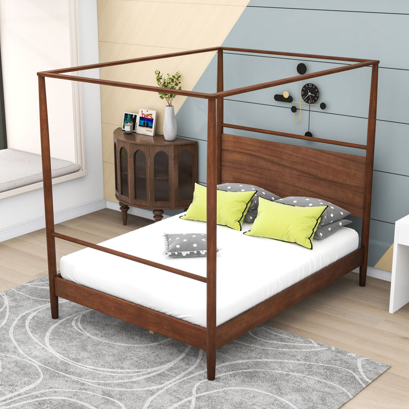 Wood Canopy Bed with Headboard, Queen