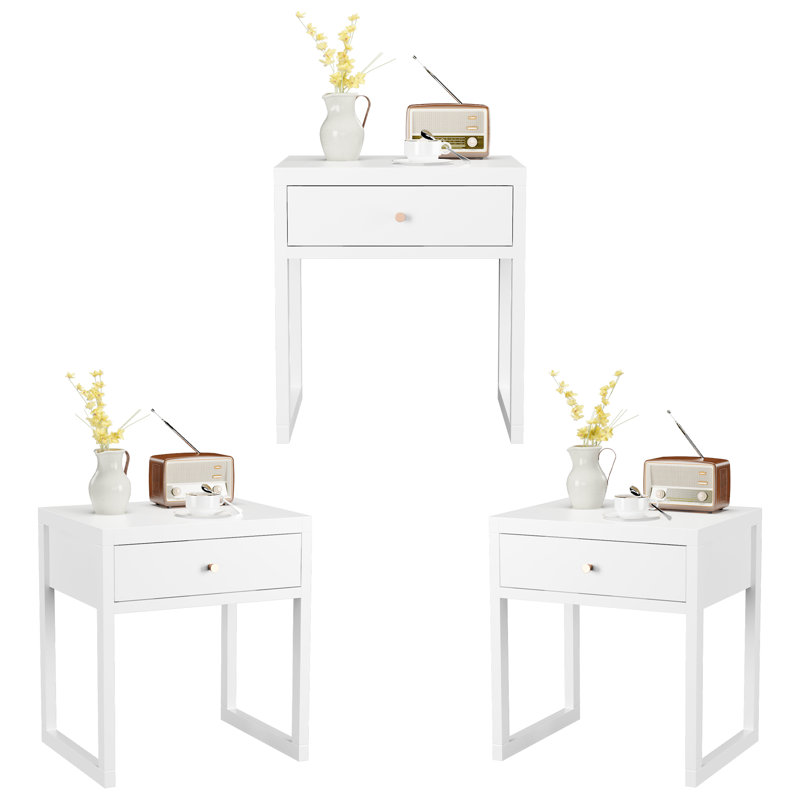 Table de chevet blanche moderne avec tiroir (table de chevet seulement)