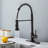 Versatile Spray Modes Brass Kitchen Faucet Industrial Design For Farmhouse And Rv, Matte Black Finish
