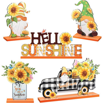 Ensemble de 5 décorations de table tournesol en forme de gnome