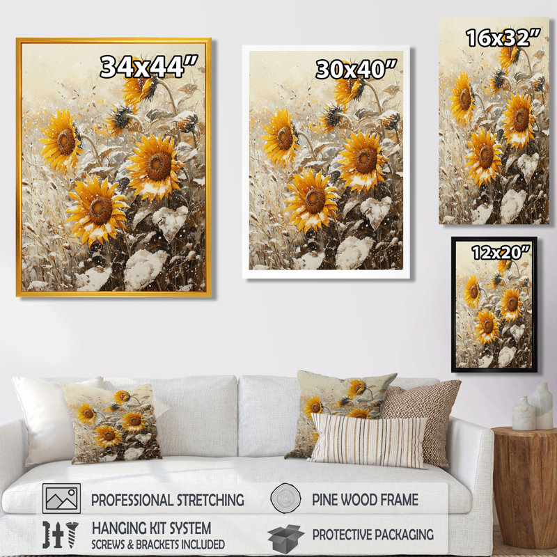 Dondrae - Floral Canvas Art Print, H 40 po x l 30 po, Reproduction encadrée sans passe-partout, Blanc
