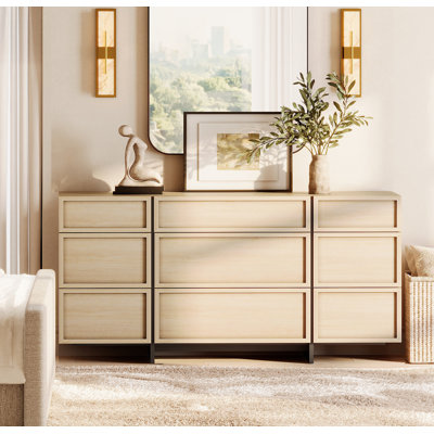 Maisonet Modern Sideboard Buffet Cabinet With 9 Drawers, Multifunctional Sideboard With Large Storage And T-Shaped Legs, Coffee Bar Cabinet Storage C