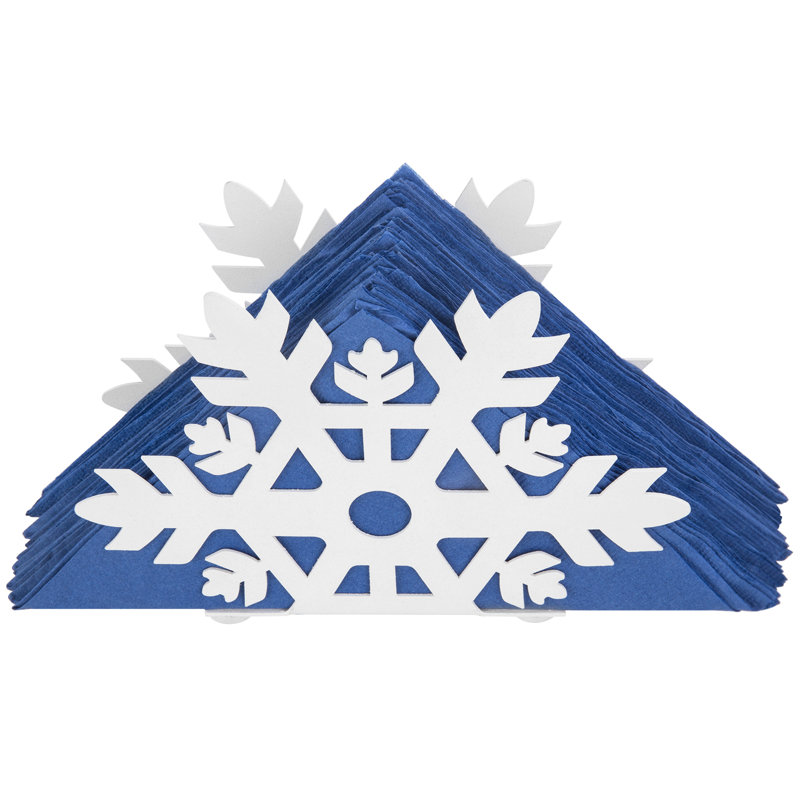 Porte-serviette en métal Winter Snowflake, Blanc