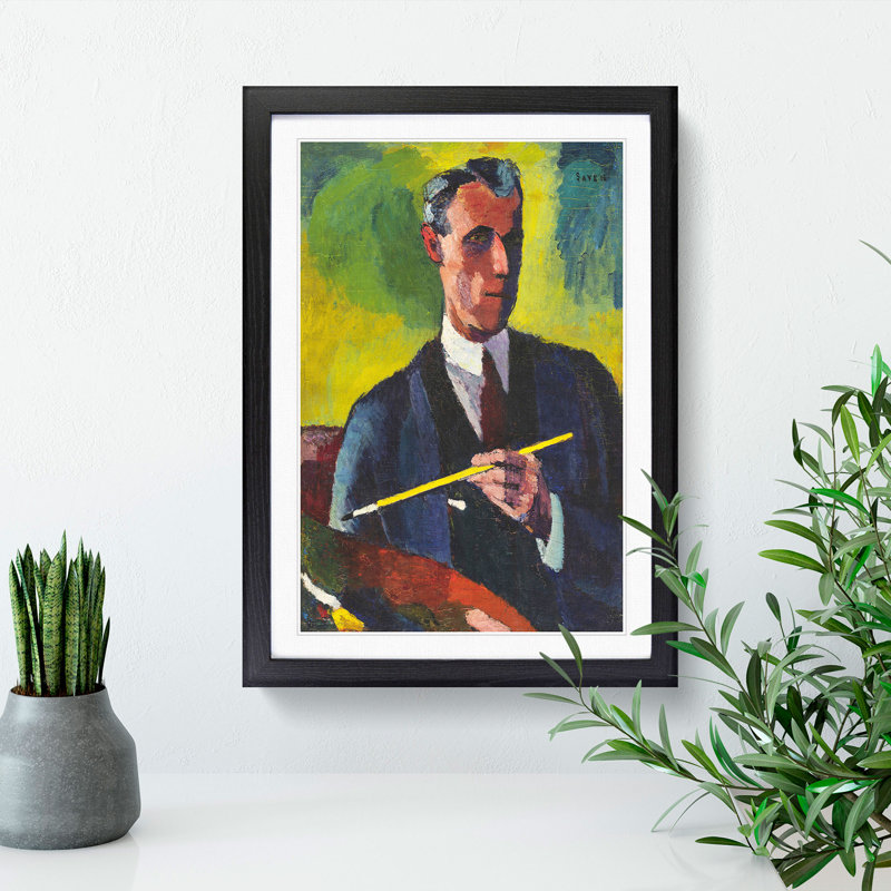 Self-Portrait by Henry Lyman Sayen - Picture Frame Painting, 36cm H x 27cm W x 2cm D, Black Framed