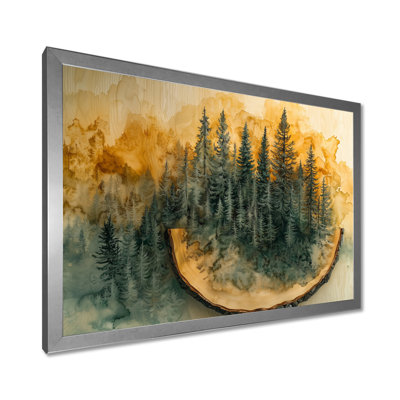 Été forêt de pins sur la glissoire en bois III - forêt, art mural