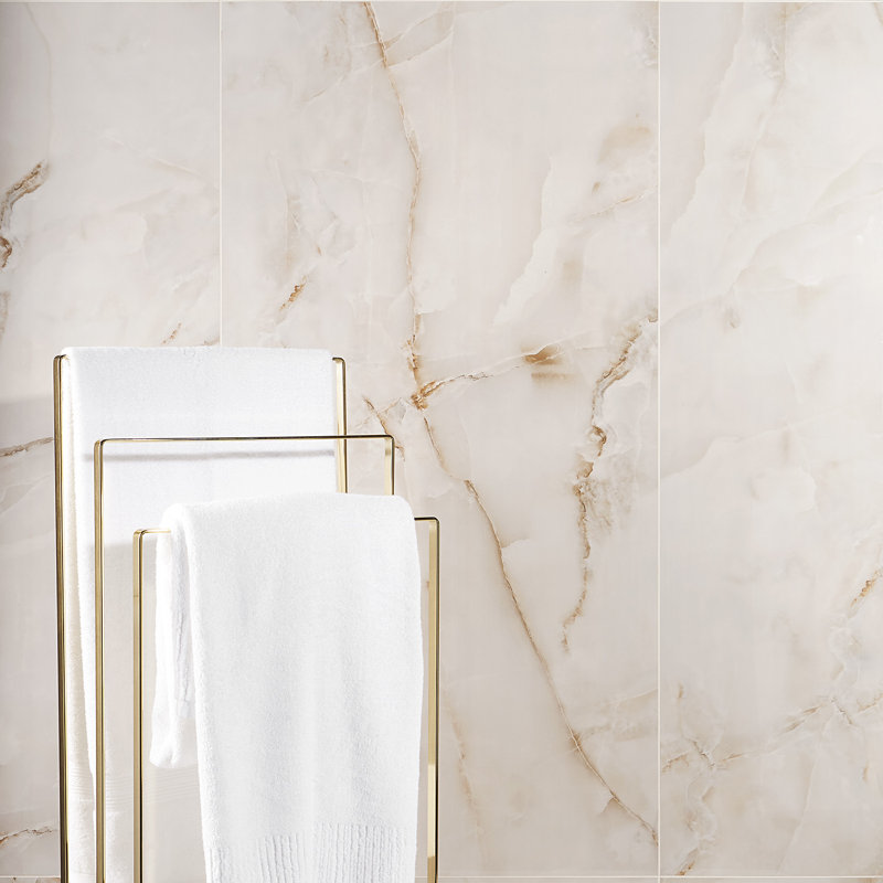 Selene 24" x 48" Porcelain Marble Look Wall & Floor Tile, Onyx Pearl