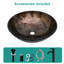 Lavabo en verre trempé avec bonde escamotable, robinet noir, forme ovale marron pour salle de bain et toilettes, robinet de lavabo artistique