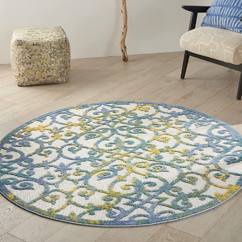 Mappsville Indoor / Outdoor Rug, Round 5'3"