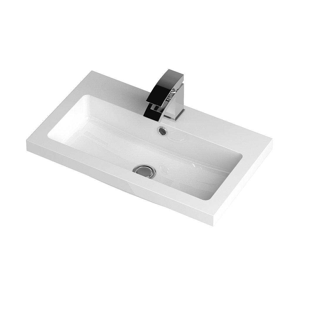 Nuie Furniture Ceramics White Polymarble Rectangular Sink with Overflow
