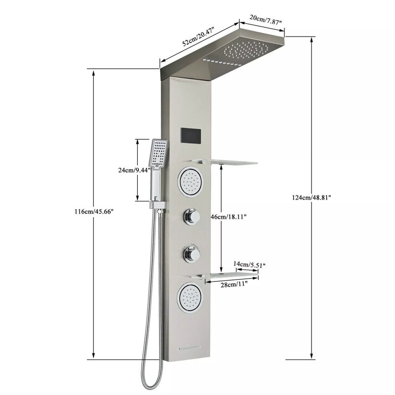 Panneau de douche 48,81 po avec
