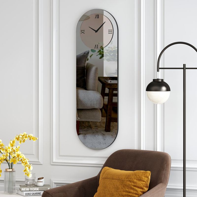 Jeni Mirrored Oval Wall Clock