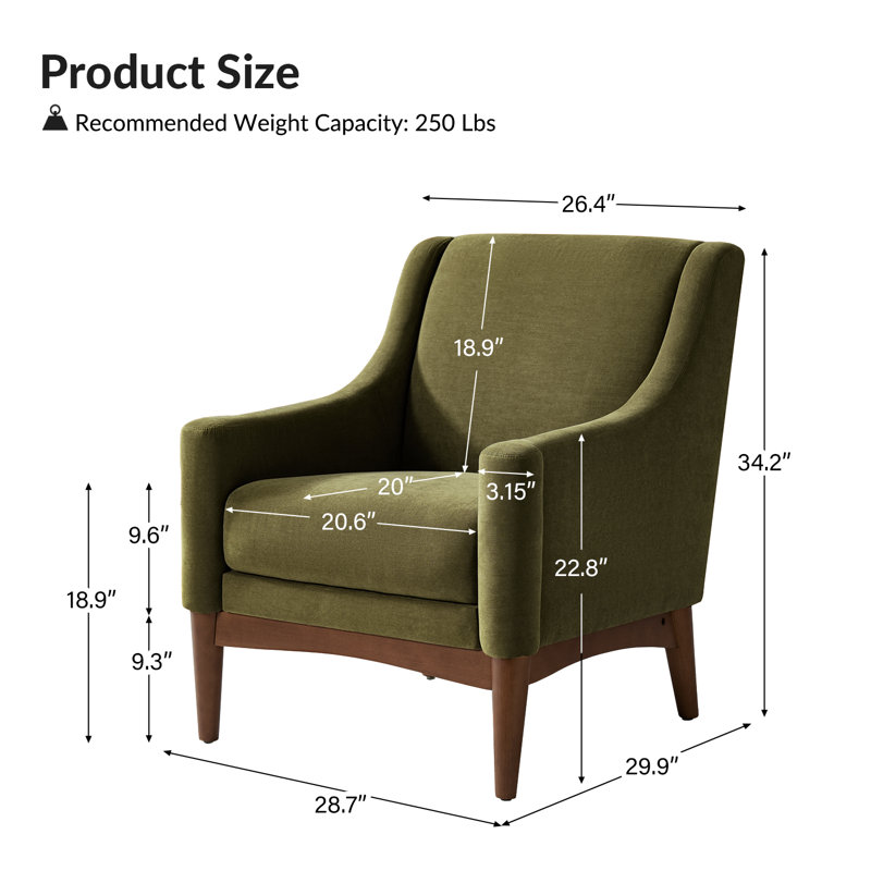 Fauteuil Arshanti avec pieds en bois massif, Moss