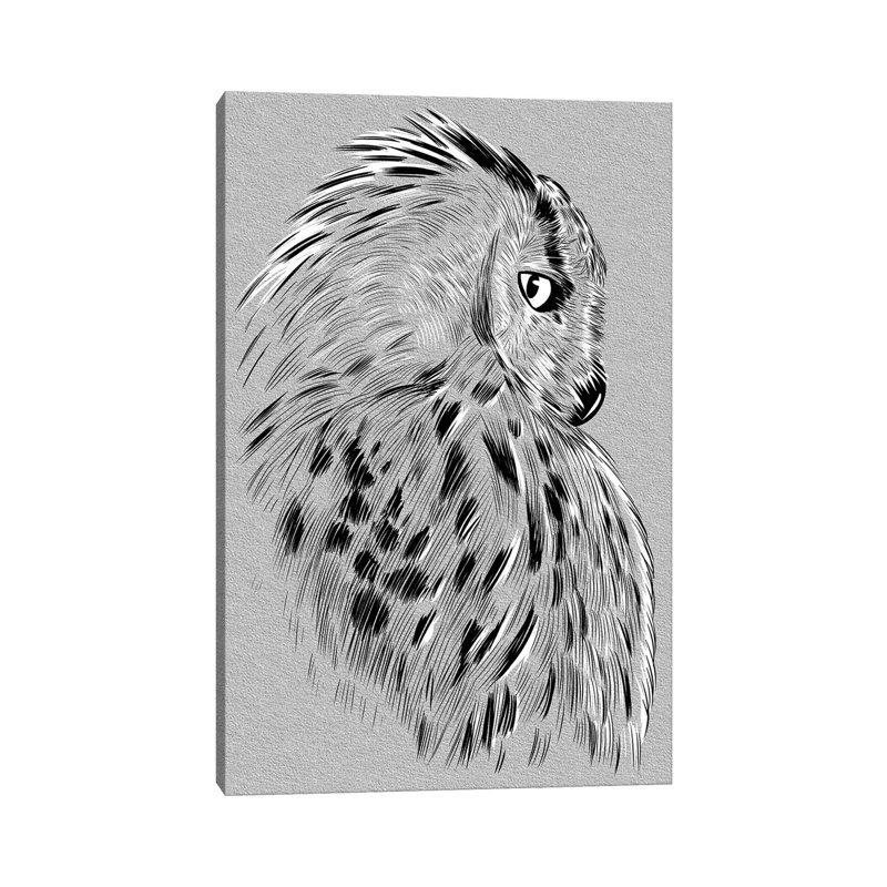 Owl Sketch by Alberto Perez - Wrapped Canvas Painting, 101.6cm H x 66.04cm W x 1.91cm D