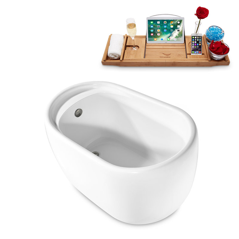 1300mm x 800.1mm Soaking Acrylic Bathtub, Brushed Nickel