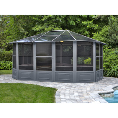 Gazebo Penguin Florence Solarium 12 Pi x 15 Pi Toit De Polycarbonate En Ardoise