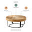 Table basse moderne et ronde à motif sculpté en bois avec pieds en métal pour le bureau du salon-990053393