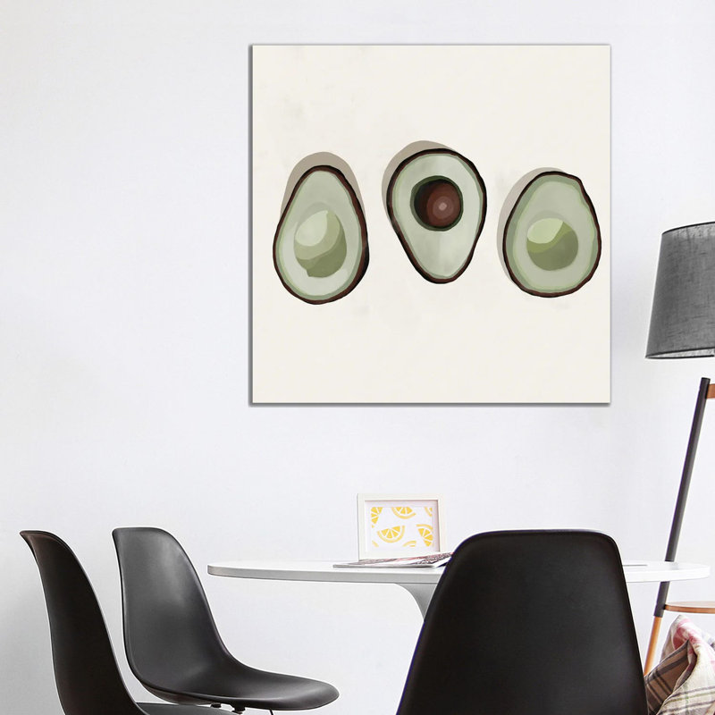 Avocados par Bria Nicole - impression d'art graphique, H 18 po x l 18 po x 1,5 po, Toile tendue, Pas de tapis