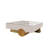 39" Square Modern Metal and Stone Coffee Table with Geometric Legs, Luxury Contemporary Design