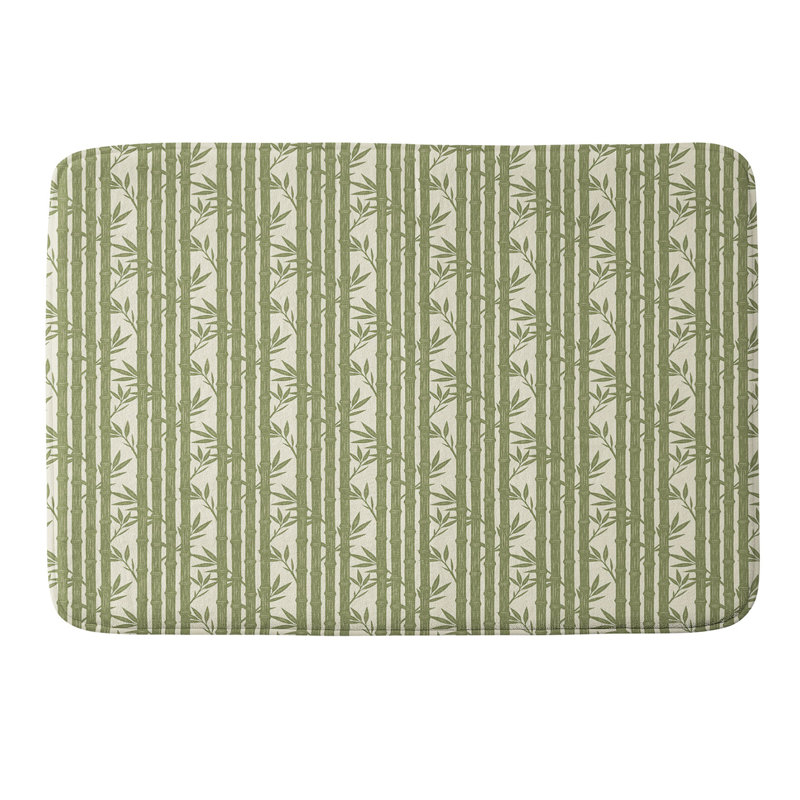 Tapis de bain en mousse viscoélastique à rayures en bambou Little Arrow Design Co, Simple - L 17 po x l 24 po
