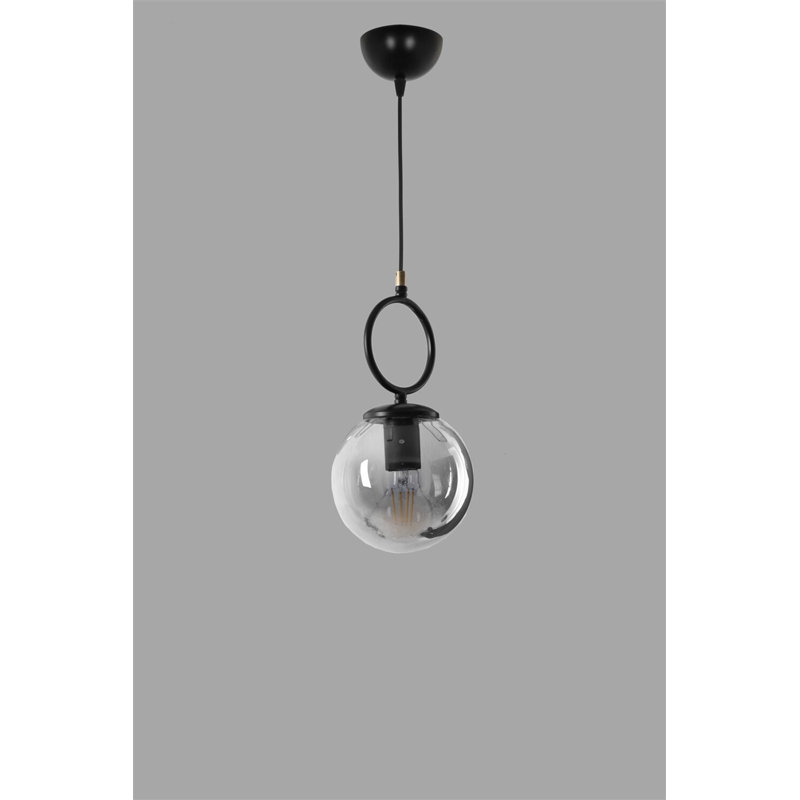 Luminaire suspendu simple à 1 lumière Cryal, Noir, Gris