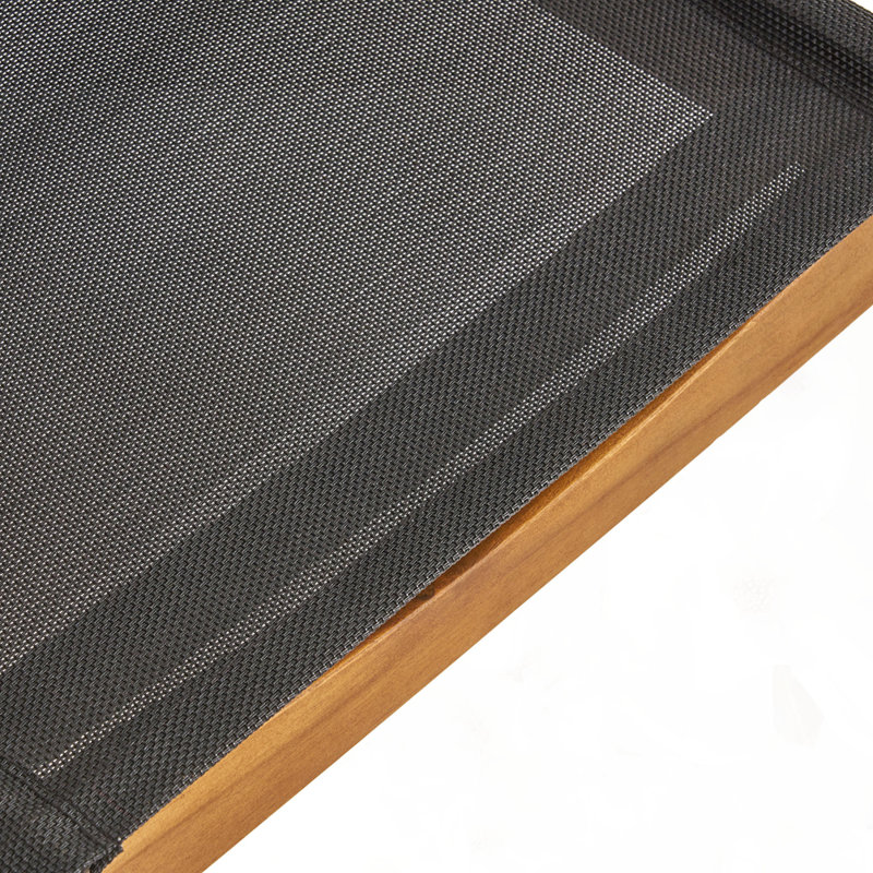 Ensemble de 2 chaises de salle à manger d'extérieur, structure en bois d'acacia et siège en filet noir respirant Roomfitter