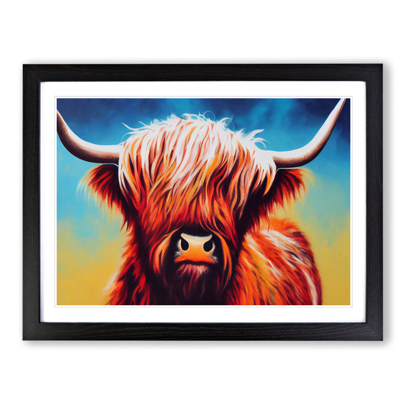 The Highland Cow - Single Picture Frame Print, Black, 25cm H x 34cm W