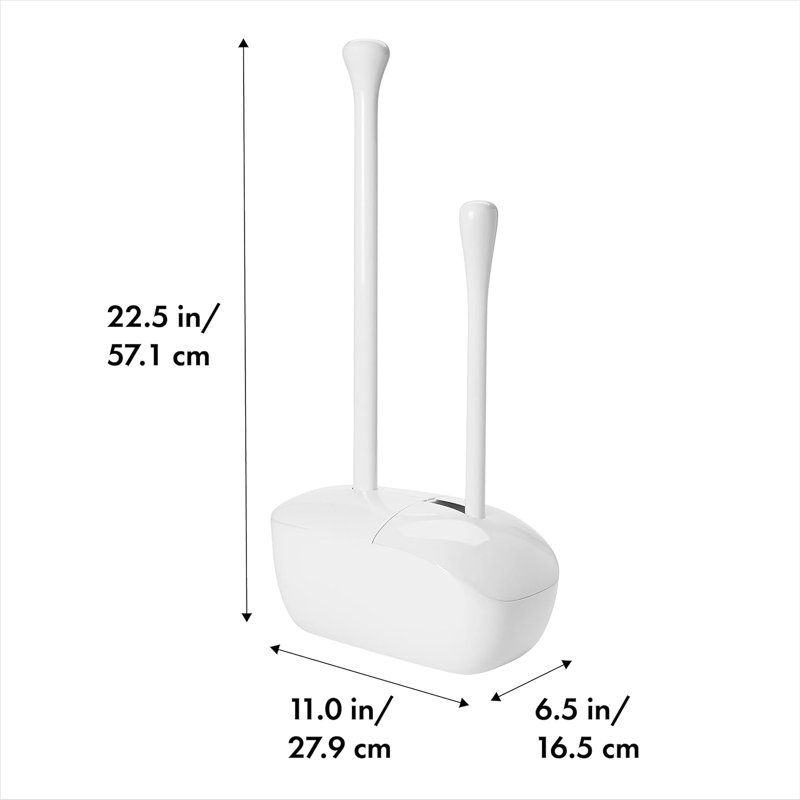 Toilet Brush And Plunger Combo, Automatic Door Open Or Close,White