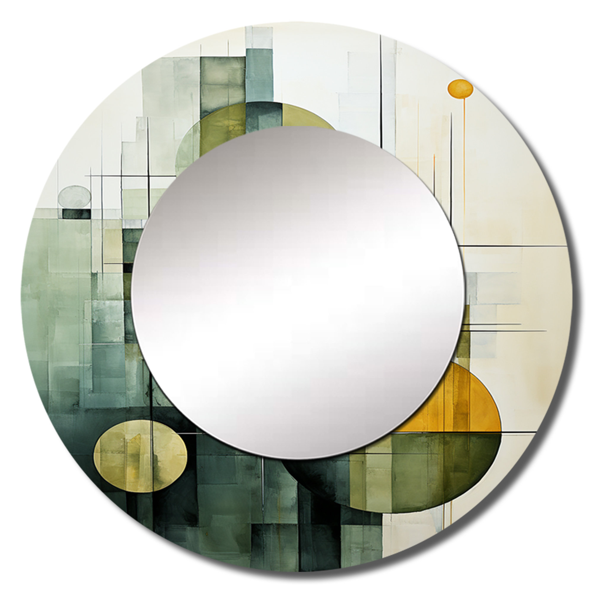 Design Art Olive Orbits Abstract Shapes I - Abstract Shapes Unique Wall ...