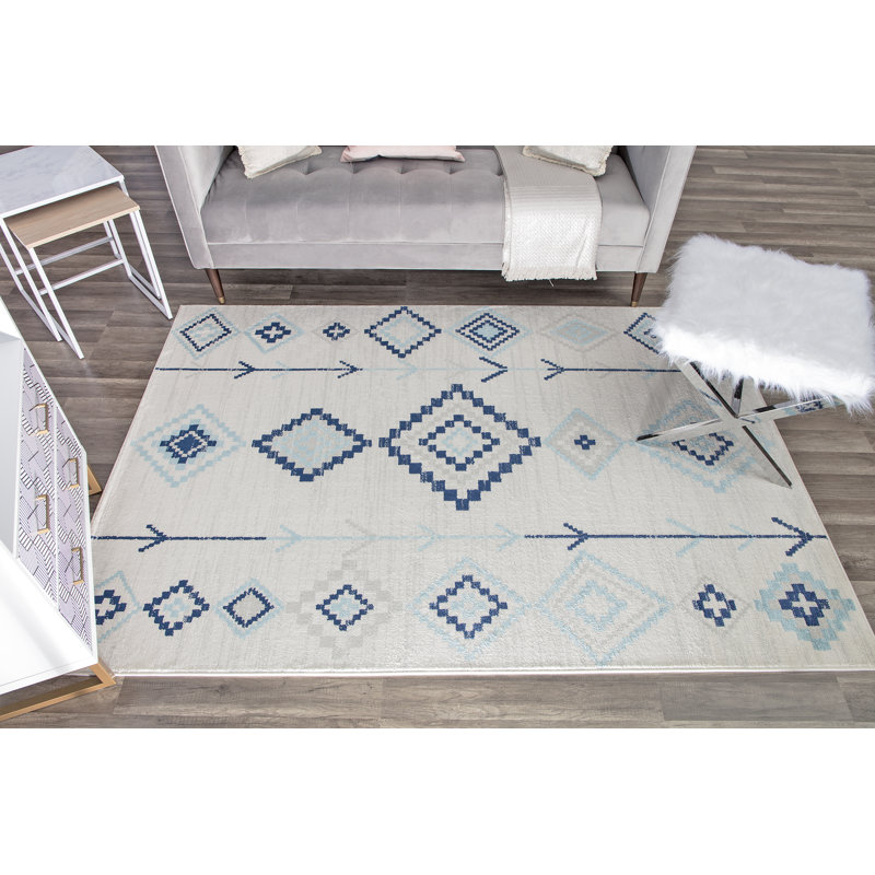 Bodrum Tribal Native Ice Area Rug, Rectangle 8'9" x 12'