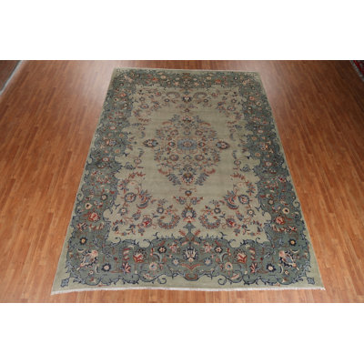 Tapis floral vert 9 x 13