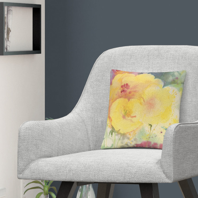 Sheila Golden Floral Throw Pillow