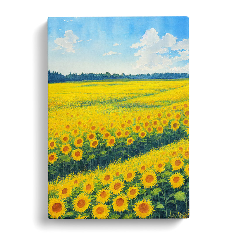 Watercolour Sunflower Field Vol.1 - Wrapped Canvas, 50cm H x 35cm W x 3cm D