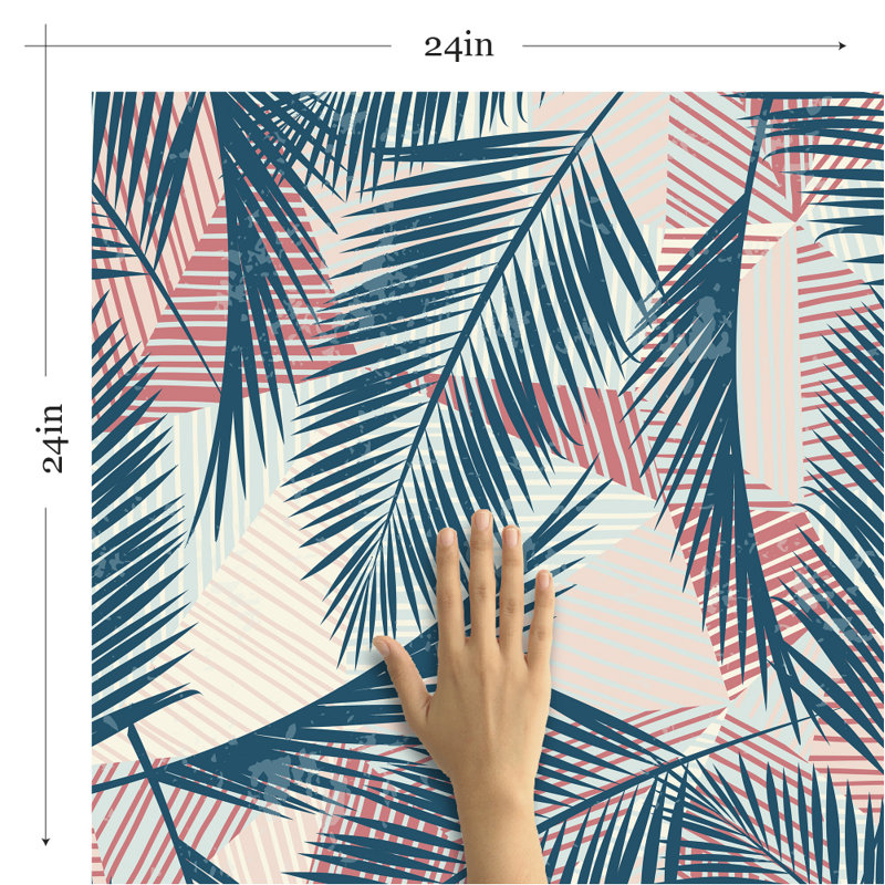 Panneau de papier peint adhésif amovible tropical et colle Mata, L 126 po x l 24 po