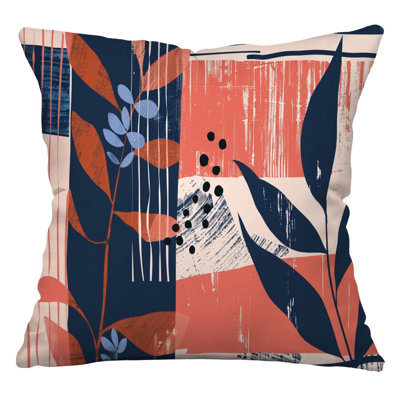 Botanical Design Cool Cotton Blend Reversible Throw Pillow